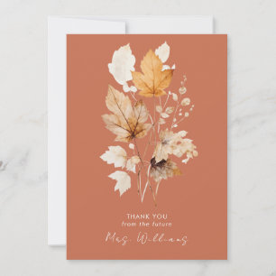 Terracotta Autumn Leaves Bridal Shower Thank You Invitation