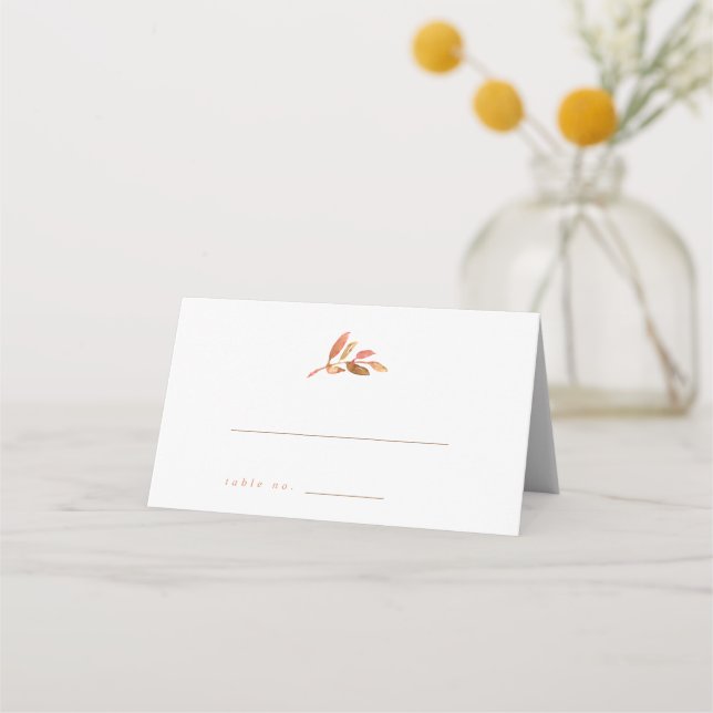 Terracotta Autumn Leaves Wedding Folded Place Card (Front)