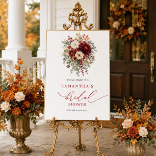Terracotta autumn style bridal shower welcome sign