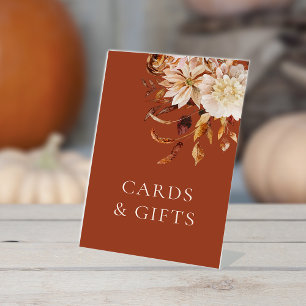 Terracotta Autumn Wedding Pedestal Sign