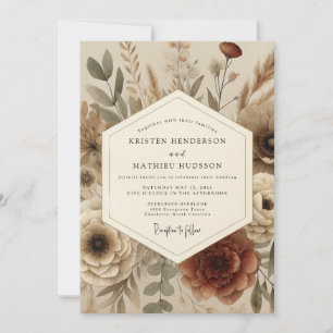Terracotta Autumnal Boho Wedding Invitation