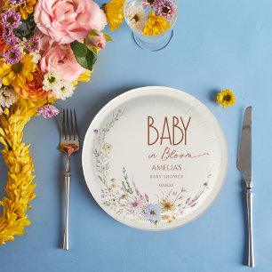 Terracotta Baby in Bloom Wildflower Paper Plate 