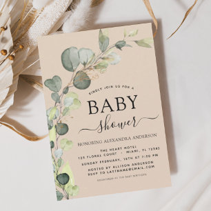 Terracotta Baby Shower Eucalyptus Invitations