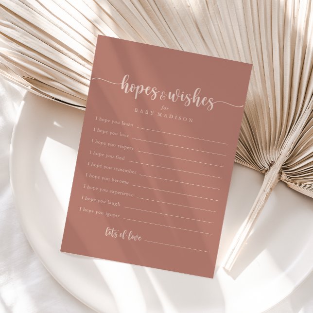 Terracotta Baby Shower Hopes & Wishes Card (Creator Uploaded)