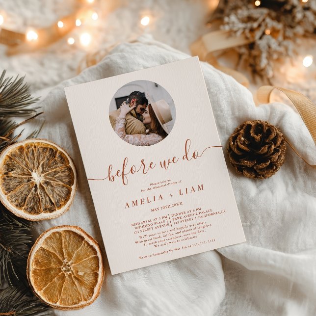 Terracotta Before we do photo rehearsal dinner Invitation (Terracotta Before we do photo rehearsal dinner Invitation)