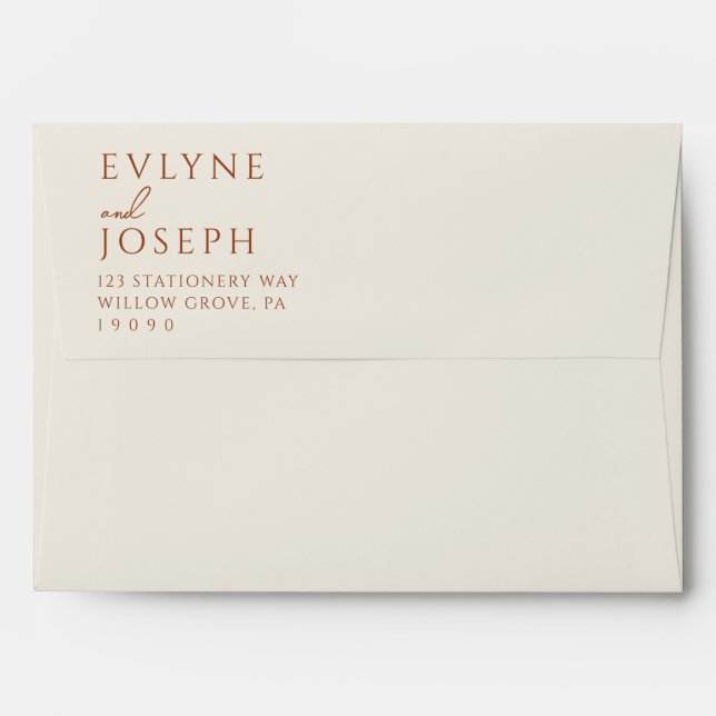 Terracotta Beige Boho Earthy Bold Trendy Wedding   Envelope (Back (Top Flap))