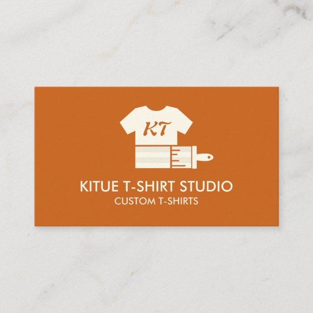 Terracotta Beige Coloured Shirts Paint Brush Business Card (Front)