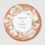 Terracotta-beige floral garden wedding magnet<br><div class="desc">Beige floral personalised garden wedding magnet</div>