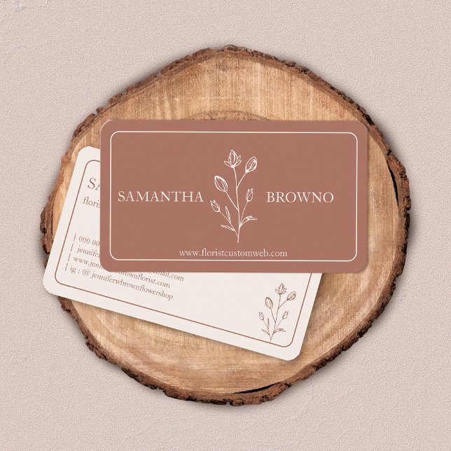 Terracotta Beige Framed Flower Business Card (Creator Uploaded)