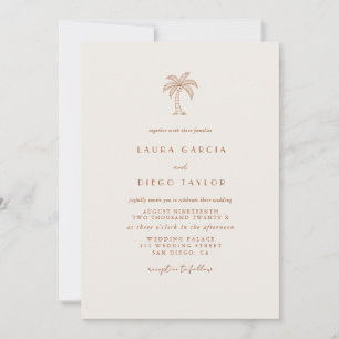 Terracotta Beige Palm Elegant Script Invitation