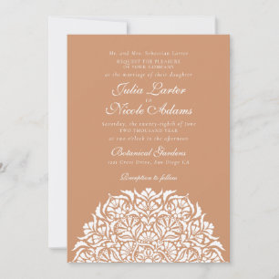 Terracotta Beige Whimsical Floral Mandala Wedding Invitation
