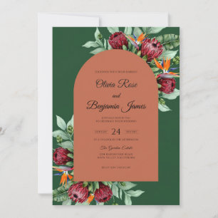 Terracotta Bird Of Paradise Eucalyptus Wedding Invitation