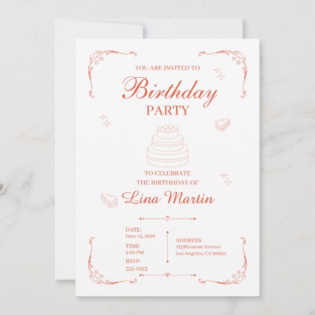 Terracotta Birthday Invitation (Front)