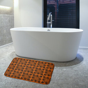 Terracotta Black Ancient Greek Meander Pattern Bath Mat
