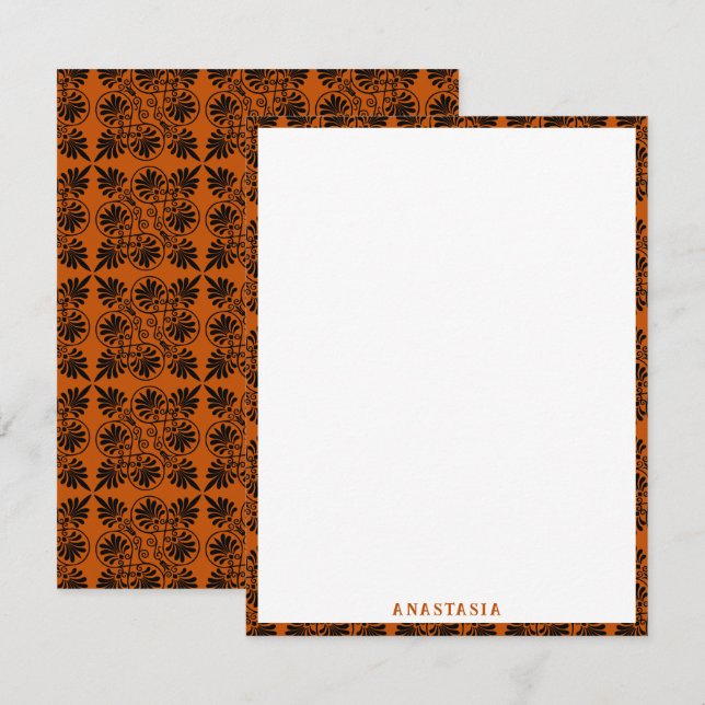 Terracotta Black Ancient Greek Meander Pattern Card (Front/Back)