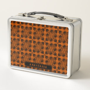 Terracotta Black Ancient Greek Meander Pattern Metal Lunch Box