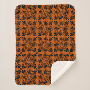 Terracotta Black Ancient Greek Meander Pattern Sherpa Blanket