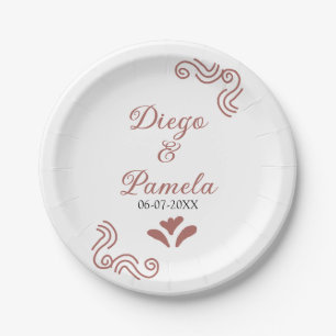 Terracotta black rustic spanish wedding couple en paper plate