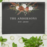 Terracotta black stag watercolor floral elegant tea towel<br><div class="desc">Rustic foliage,  floral and stag antlers home personalise wedding gift towel set. With beautiful watercolor foliage,  white,  burgundy,  rust,  terracotta and sage green florals,  stag antlers,  this modern rustic set will look classy in your home and great reminder of your special day.</div>