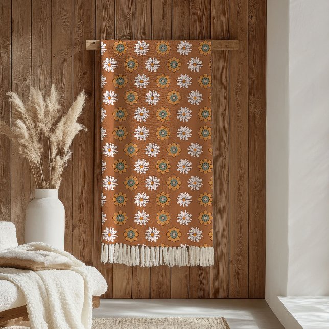 Terracotta Blanket Groovy 70s Flower Design (Terracotta Blanket Groovy 70s Flower Design)