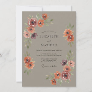 Terracotta Bloom Autumn Wedding Invitation
