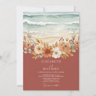 Terracotta Bloom Coastal Wedding Invitation