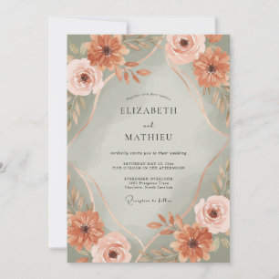 Terracotta Bloom Romantic Wedding Invitation