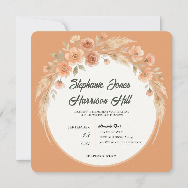 Terracotta Bloom Wedding Invitation (Front)