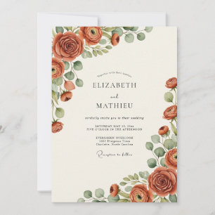 Terracotta Blooming Botanical Wedding Invitation