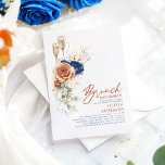 Terracotta & Blue Brunch and Bubbly Bridal Shower Invitation<br><div class="desc">Invite your loved ones with elegance by choosing this boho bridal shower invitation. Crafted to reflect the bride-to-be's unique style and make her feel like an honoured guest at the brunch, our 'Brunch and Bubbly' invitations are perfect for a fall celebration. These modern and graceful invites are decorated with watercolor...</div>