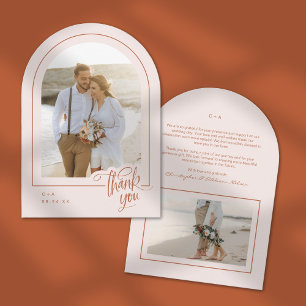 Terracotta Blush 2 Photo Wedding Thank You Card