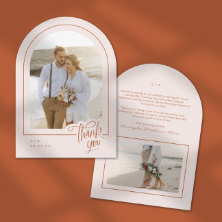 Terracotta Blush 2 Photo Wedding Thank You Card
