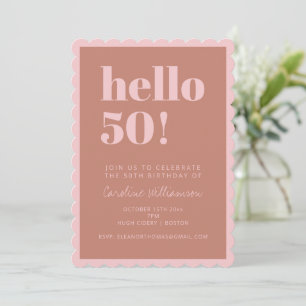 Terracotta Blush 50th Scallop Birthday Party Invitation