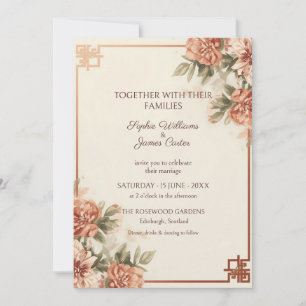 Terracotta Blush Floral Wedding Invitation