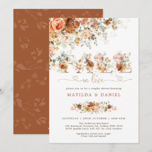 Terracotta Blush Flower Fall in Love Bridal Shower Invitation