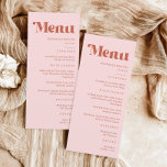Terracotta & Blush Pink Retro Groovy Wedding   Menu<br><div class="desc">A perfect choice for your retro wedding. Embrace the charm of a terracotta wedding with boho terracotta wedding vibes, ideal for a fall wedding with rich fall wedding colours. This menu design complements fall wedding ideas and enhances a boho wedding atmosphere. Perfect for a fall boho wedding, it matches a...</div>