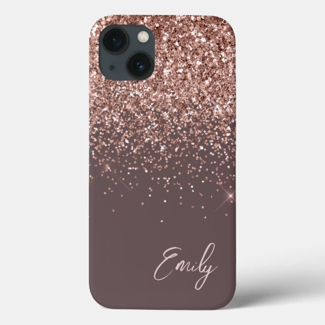 Terracotta Blush Pink Rose Gold Glitter Monogram Case-Mate iPhone Case (Back)
