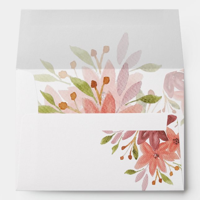 Terracotta Blush Wildflowers Watercolor Art Envelope (Back (Bottom))