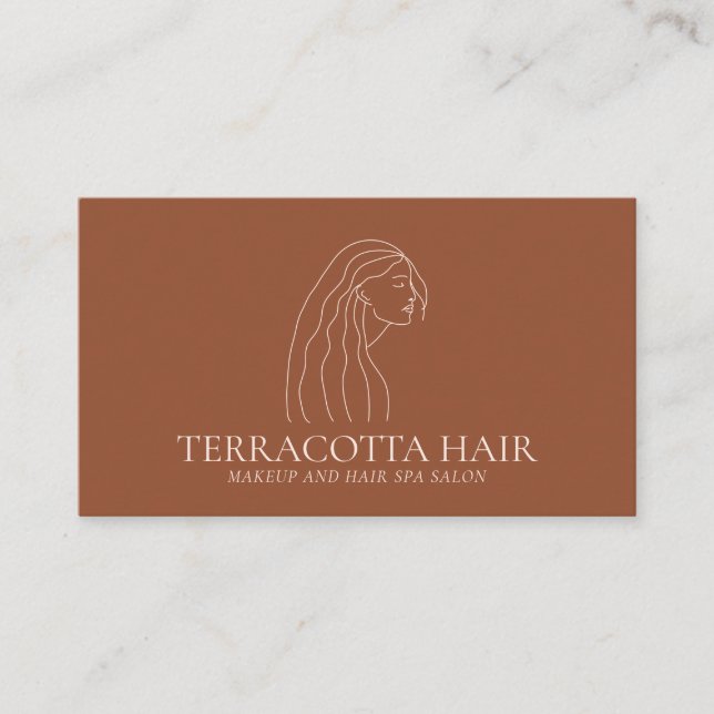 Terracotta Blush Woman Feminine Hair Salon Business Card (Front)