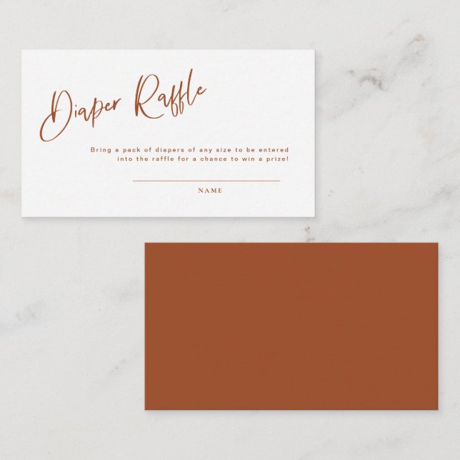 Terracotta Bohemian Baby Shower Diaper Raffle Card (Front/Back)