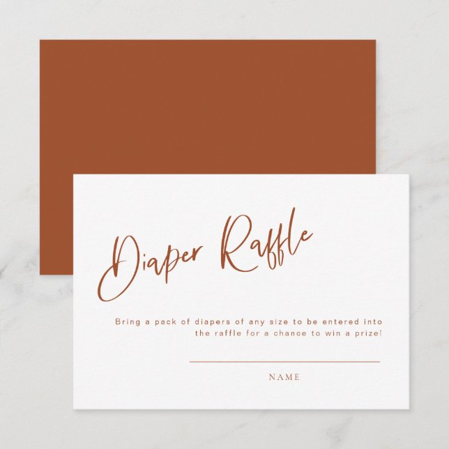 Terracotta Bohemian Baby Shower Diaper Raffle Card (Front/Back)