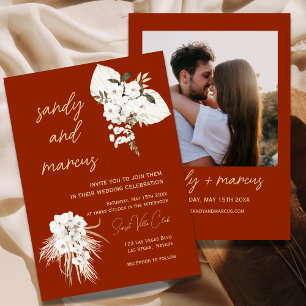 Terracotta Bohemian Photo Wedding Invitation