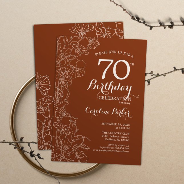 Terracotta Boho 70th Birthday Party Invitation (Creator Uploaded)