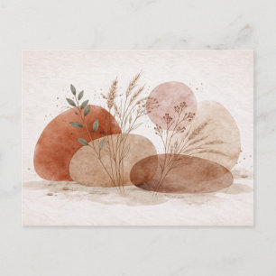 Terracotta Boho Abstract Botanical Watercolor  Postcard