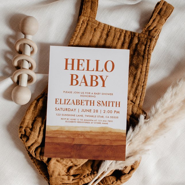 Terracotta Boho Abstract Desert Baby Shower  Invitation (Creator Uploaded)