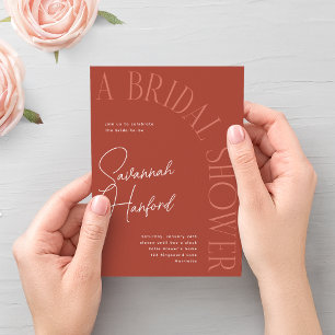 TerraCotta Boho Arched Text Modern Bridal Shower Invitation