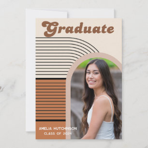 Terracotta Boho arches graduation photo  Invitation