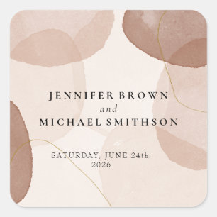 Terracotta Boho Beach Ombre couple Wedding Square Sticker