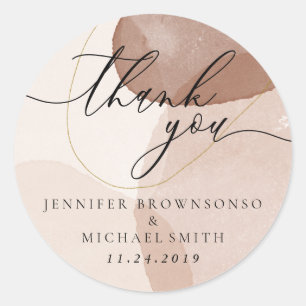 Terracotta Boho Beach Simple modernist thank you Classic Round Sticker