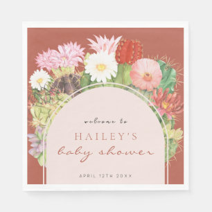 Terracotta Boho Bloom Cactus Baby Shower Napkin